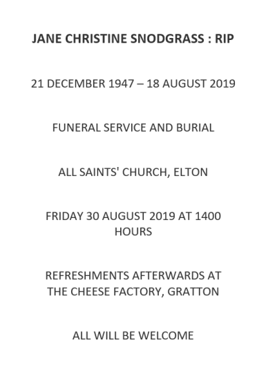 Jane Snodgrass Funeral Service