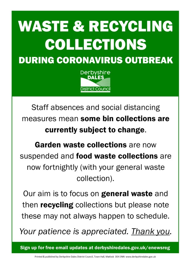 Coronavirus update -changes to waste collections